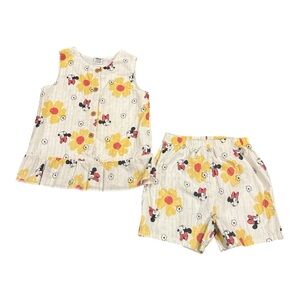 Primark Disney Minnie Mouse Floral Tank Top & Shorts Set Girls Summer Outfit 3Y